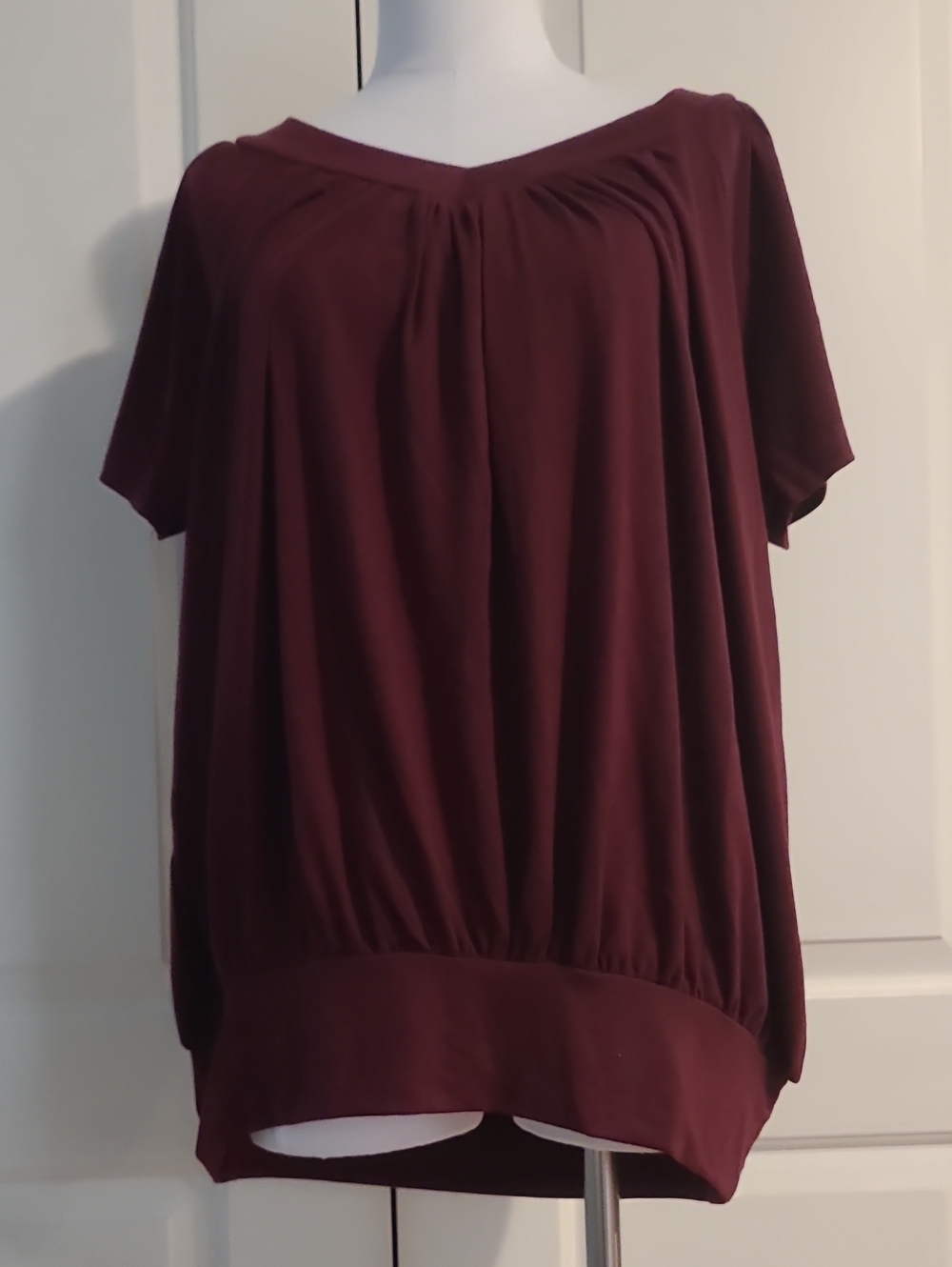NWOT Maroon Burgundy Baggy V Neck Blouse